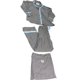 DAMSON MADDER Size 8 Women's Brown Check Nightwear Pajamas Set Cotton