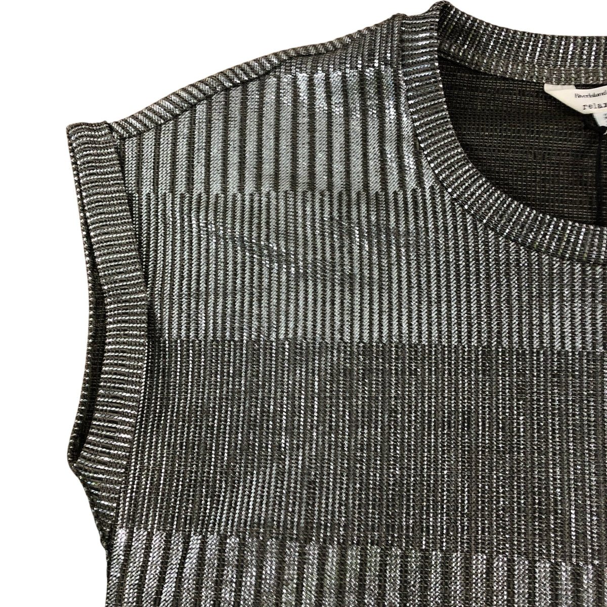 River Island Metallic Textured Top UKXS Women's Short Sleeve Grey Knit