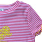 RIVER ISLAND Girls T-Shirt UK5-6 Years Pink Striped Lemon Print Ruffled Hem