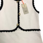 River Island Mini Girls Dress 4-5 Years White Ribbed Style With Black Trim