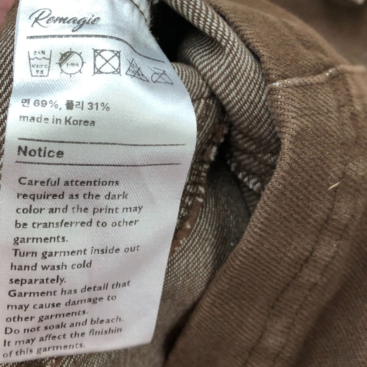 Remajie Women's Brown Mini Skirt Size S Stylish Pocket Design