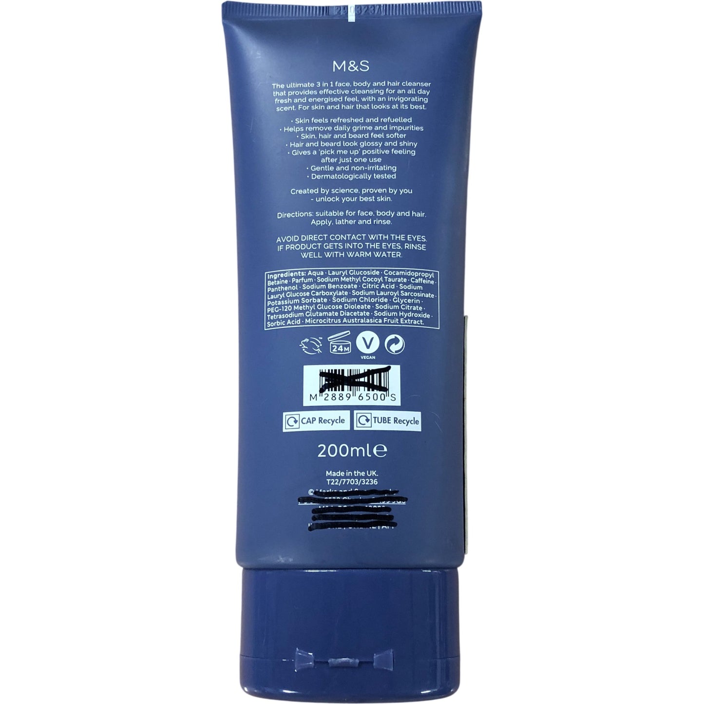 Formula For Men Energise 3 In 1 Cleanser 200ml Face Body Hair Wash Vegan