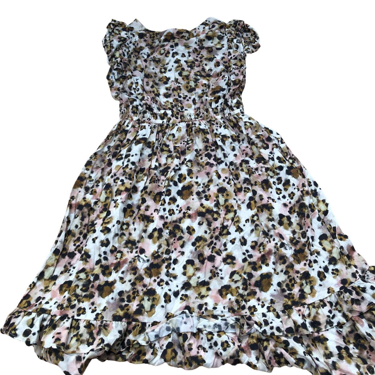 Baukjen Leopard Print Dress UK Size 12 Women's Summer Ruffle Hem