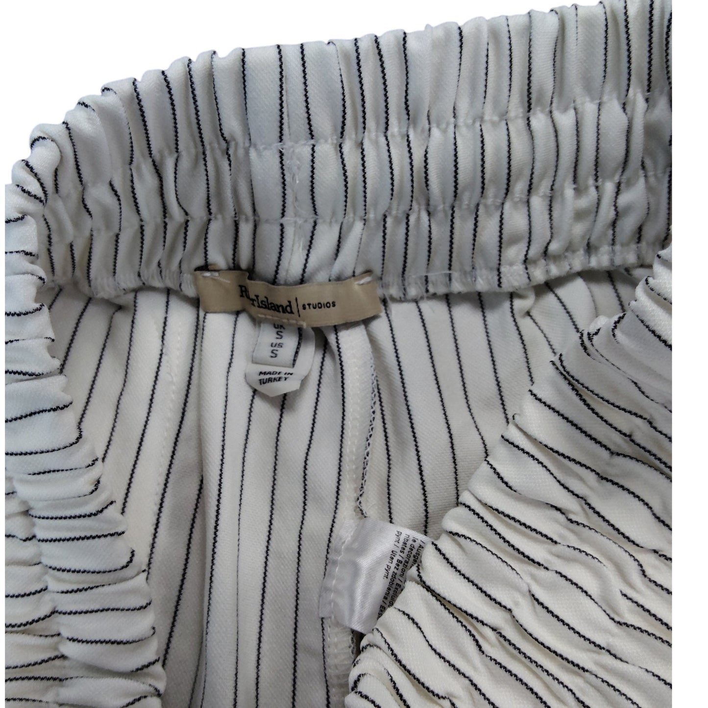 River Island Unisex Shorts Size S White Striped Elastic Waistband