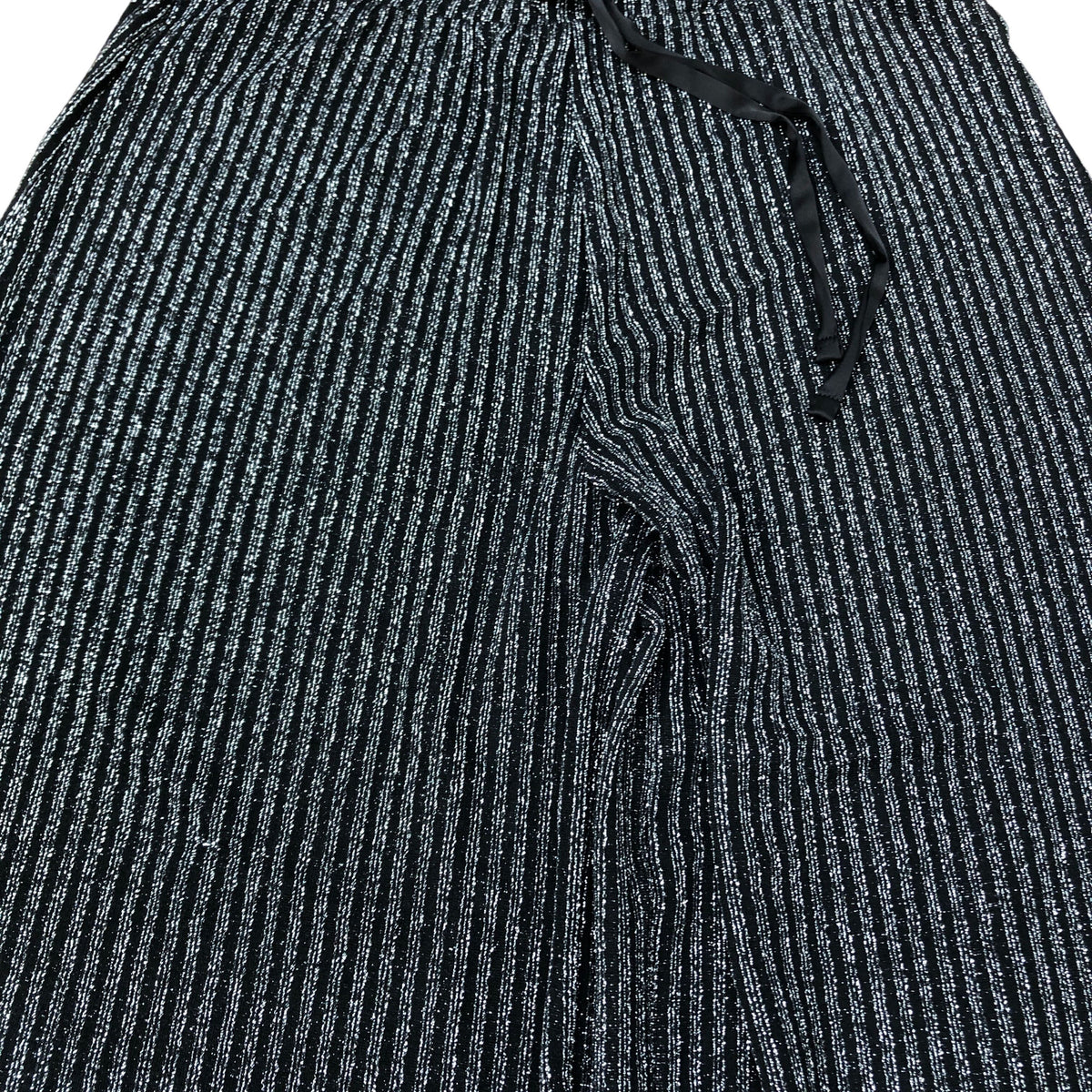 Wide Leg Trousers Size 10 Women's Black Vertical Stripe Casual Style