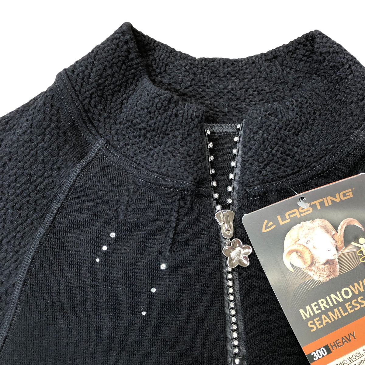 Lasting Wanda XS Womens Heavy Merino Wool Seamless Zip Neck Jumper Black