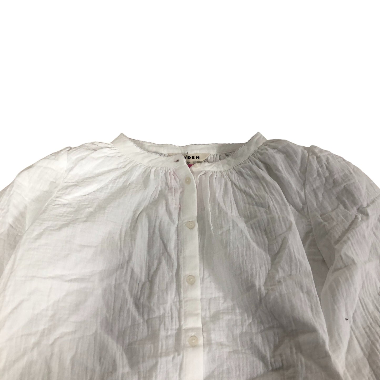 Boden White Button Front Blouse Women's Long Sleeve Cotton Top UK12