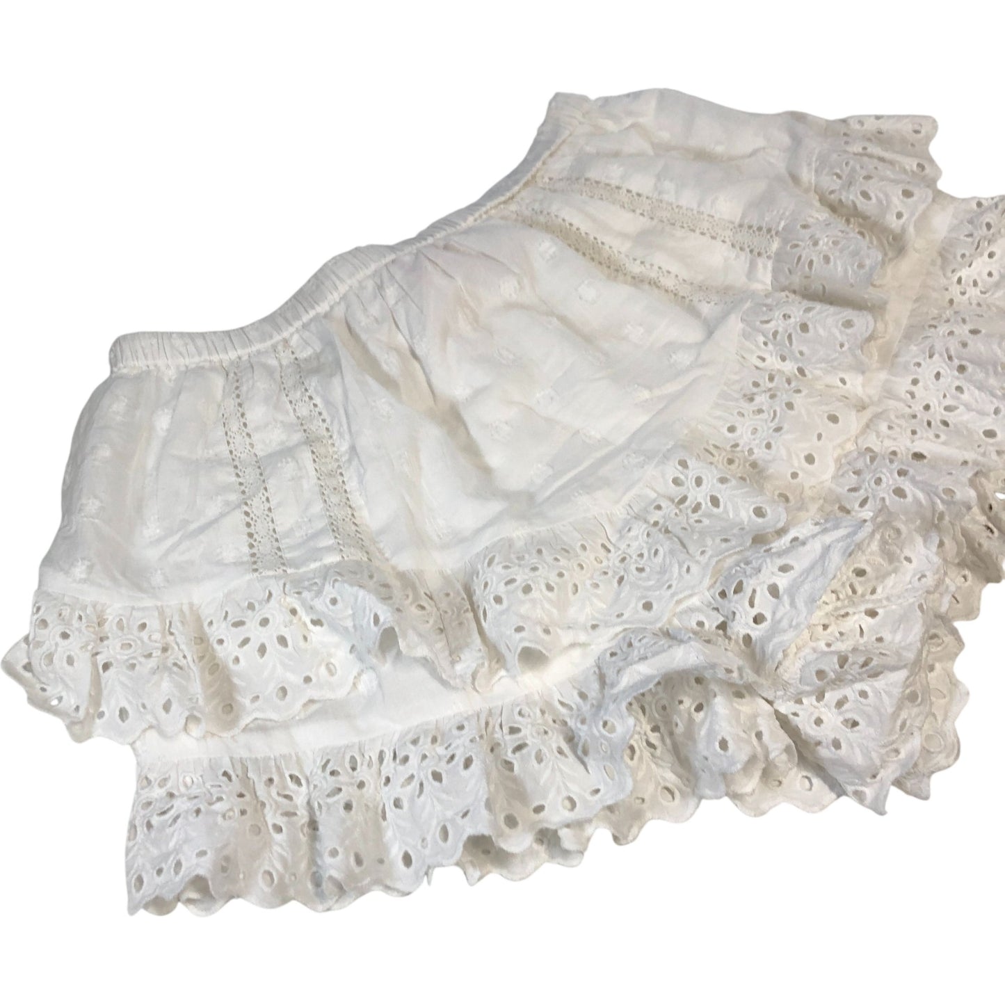 River Island White Frill Skort Women's Ruffled Lace Embroidery Design UK14