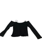 River Island Off Shoulder Top UK10 Women's Black Stretch Polyester Fashion