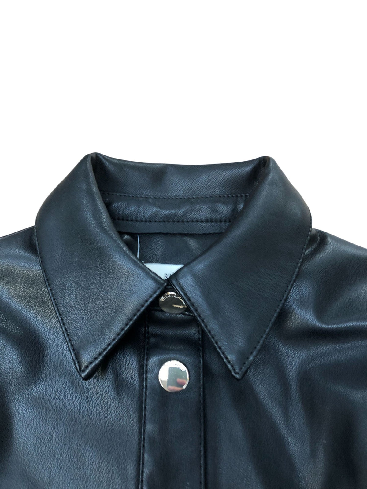 River Island Women's Black Faux Leather Shirt Dress With Belt 8 Years