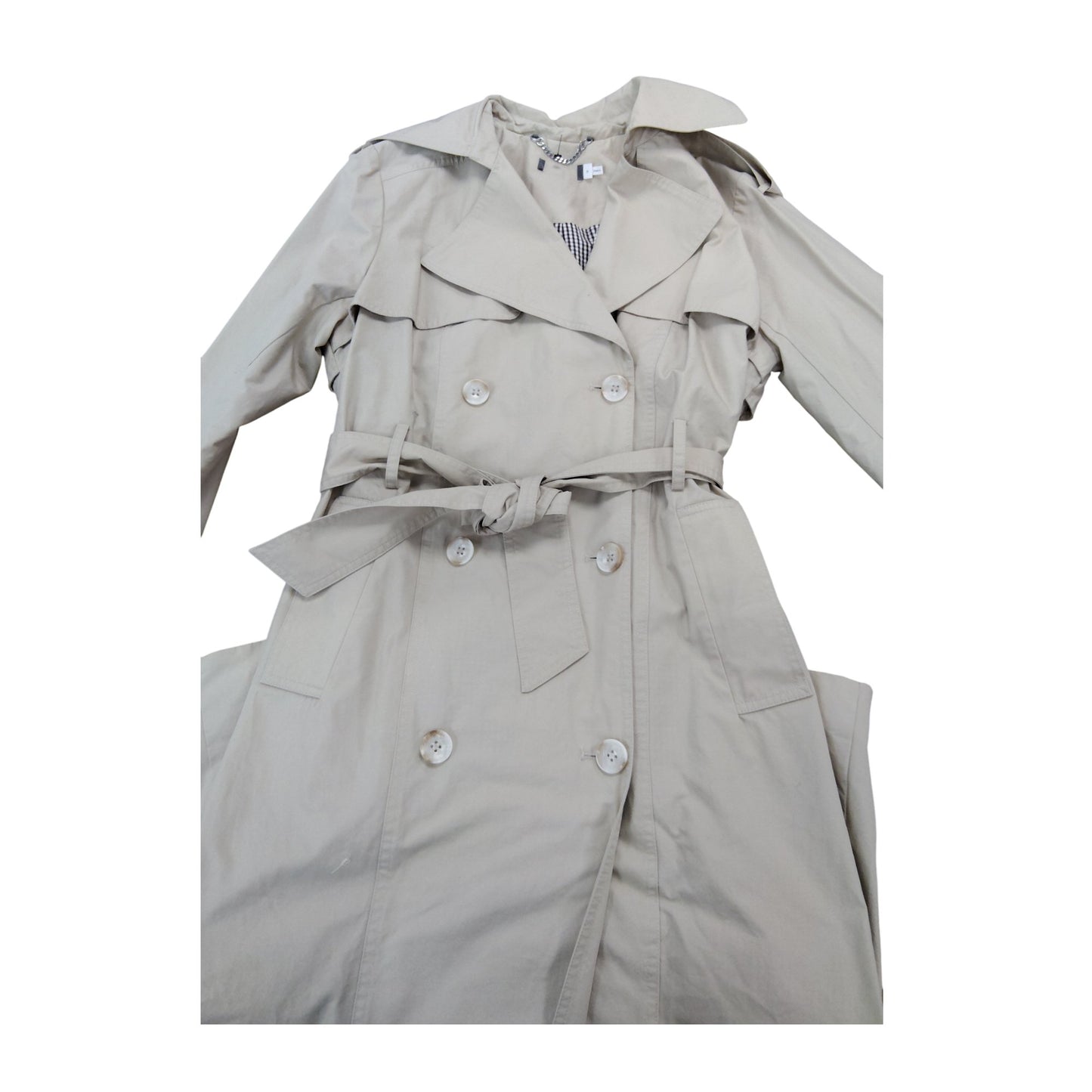 Trench Coat Size 12 Women's Classic Beige Double Breasted Outerwear