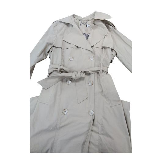 Trench Coat Size 12 Women's Classic Beige Double Breasted Outerwear