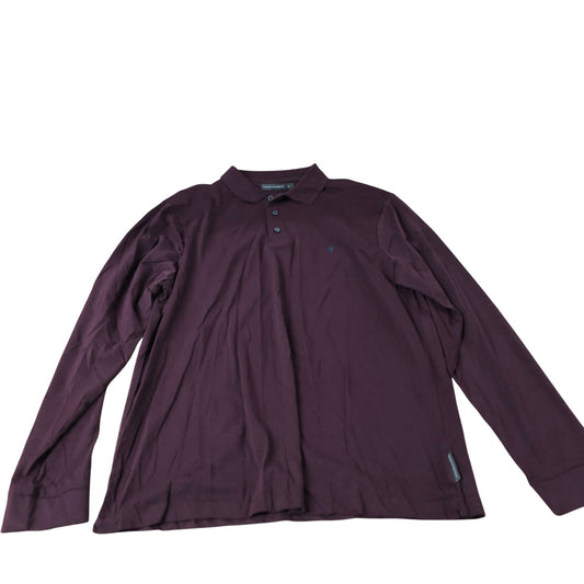 French Connection Long Sleeve Polo Shirt Mens Burgundy Cotton XL