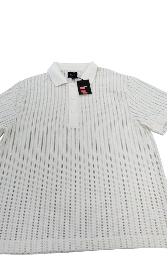 River Island White Smart Polo Shirt UK L Men's Short Sleeve New with Tags