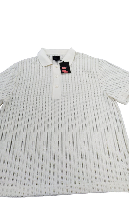 River Island White Smart Polo Shirt UK L Men's Short Sleeve New with Tags