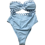 Women's Blue Cut Out One Piece Swimsuit Bathing Suit UK14