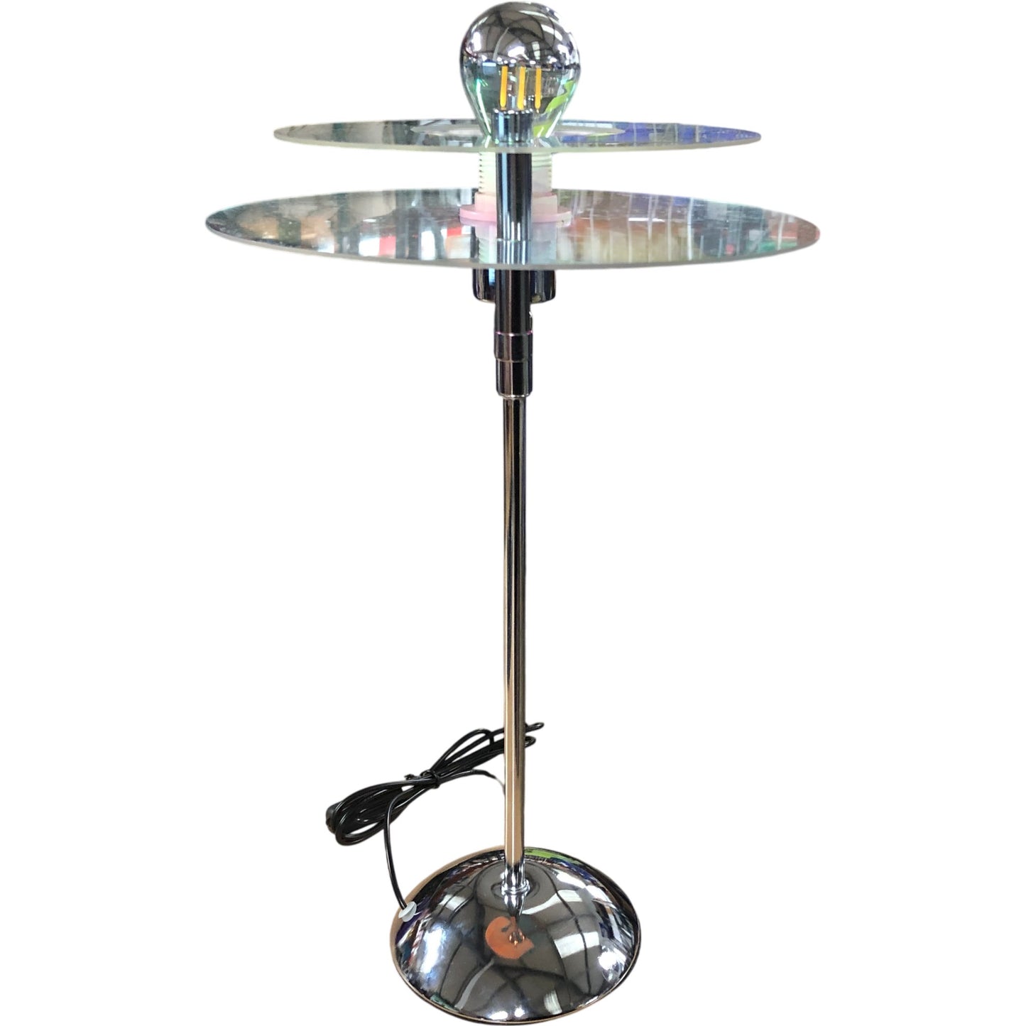 Modern Chrome Table Lamp With Glass Shade Adjustable Angle Minimalist Design