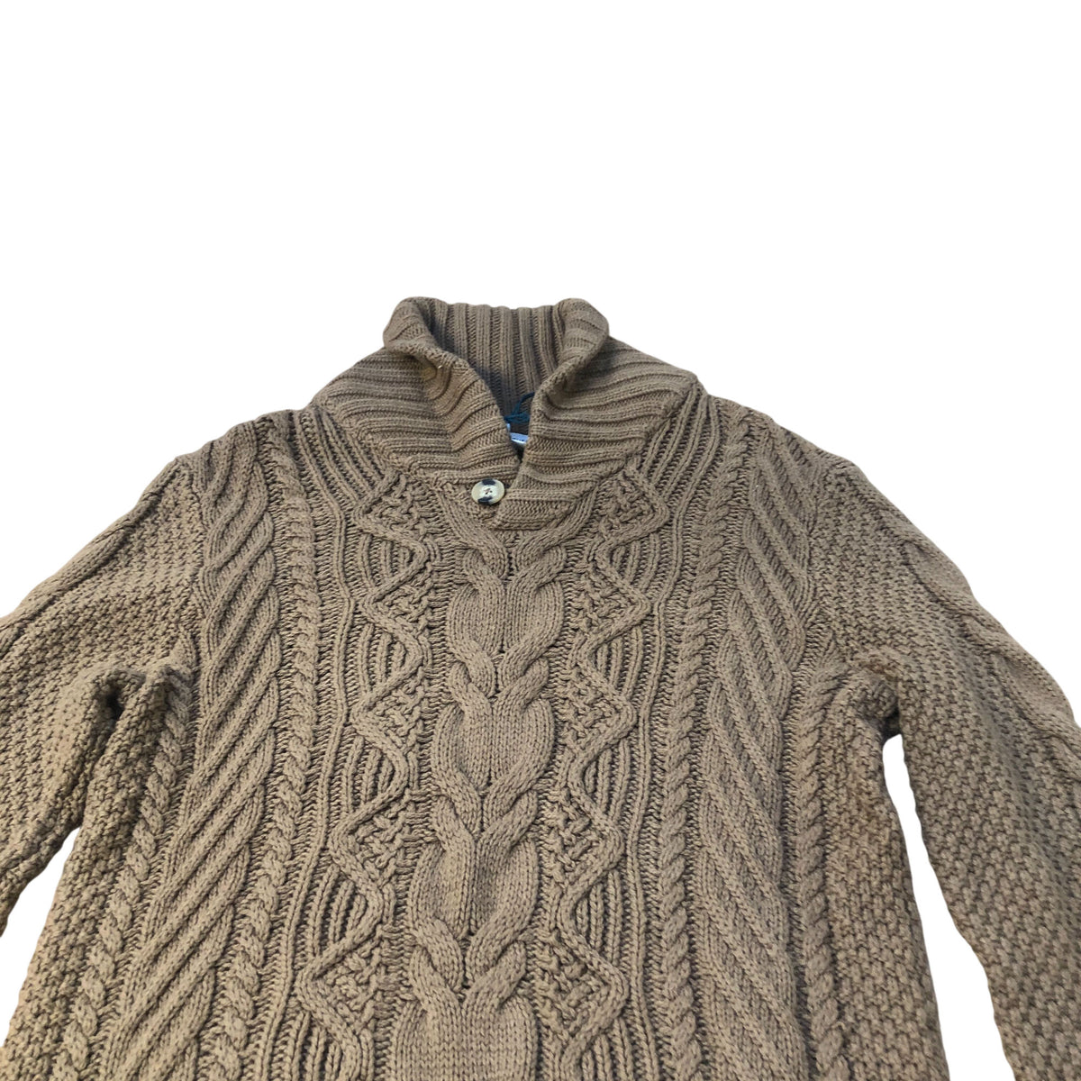 Brown Cable Knit Sweater Button Detail UK Small