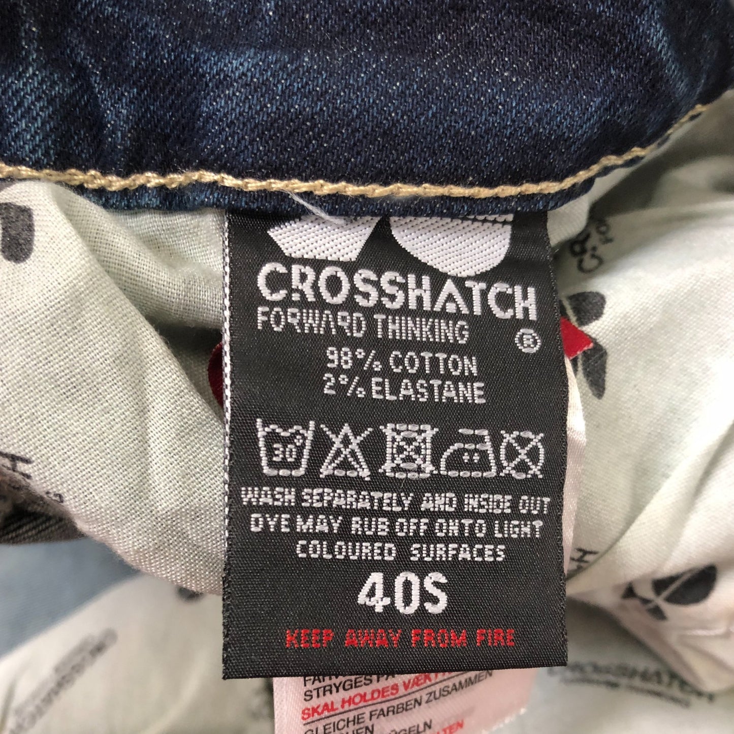 Crosshatch Farrowed 40S Men's Denim Jeans With Brown Leather Belt Dark Wash
