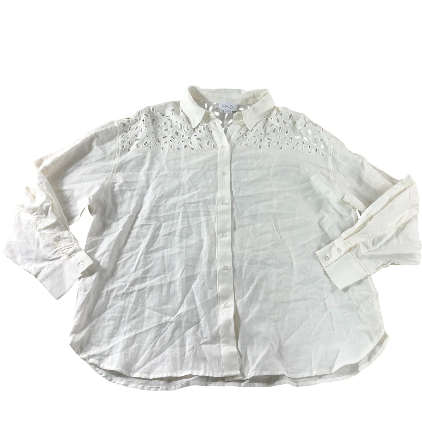 Cotton Club White Broderie Anglaise Shirt - Size 14