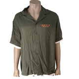 RIVER ISLAND Casual Shirt Olive Green Short Sleeve Tiger Print Graphic Large