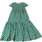 Green Patterned Midi Dress Women's Short Sleeve Tencel Mix UK 6