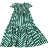 Green Patterned Midi Dress Women's Short Sleeve Tencel Mix UK 6