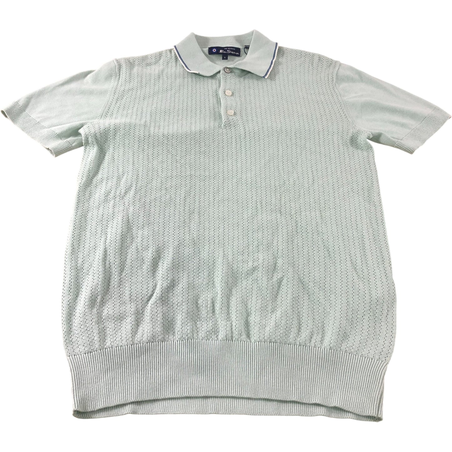 Ben Sherman Mint Short Sleeve Textured Polo - Size Small