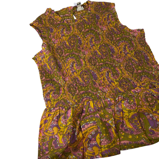River Island Sleeveless Blouse UK8Women's Vibrant Multicoloured Cotton Top
