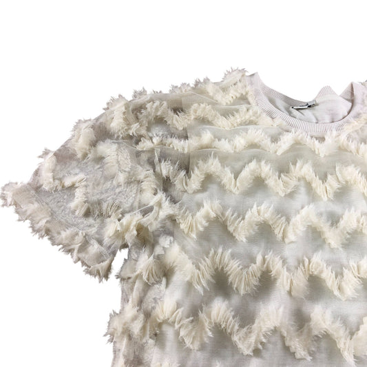 River Island Girls T-Shirt 7-8 Years Cream Frilled