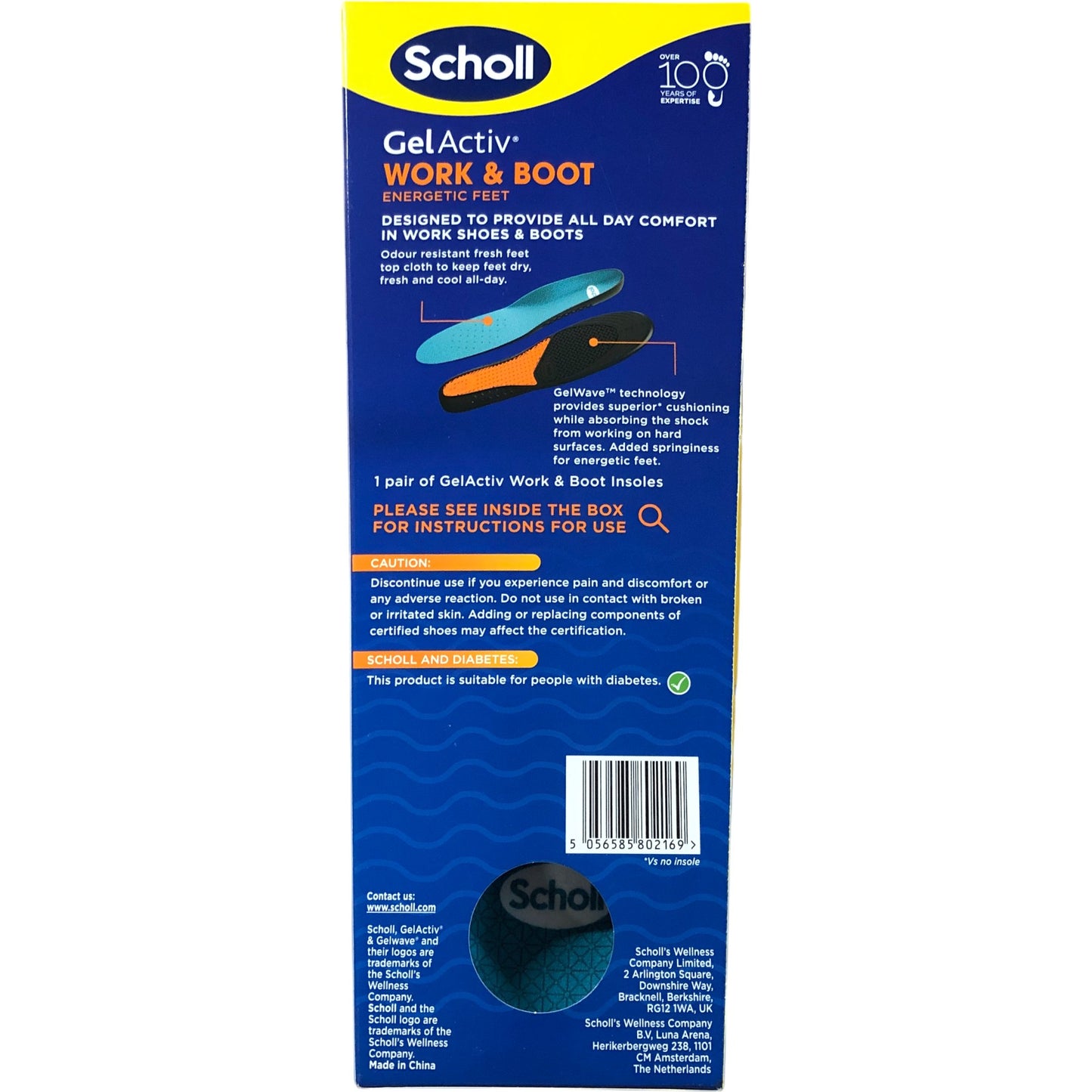 Scholl Scheidt Gel Activity Work Boot Insoles Size UK 7-12 Comfort Cushioning