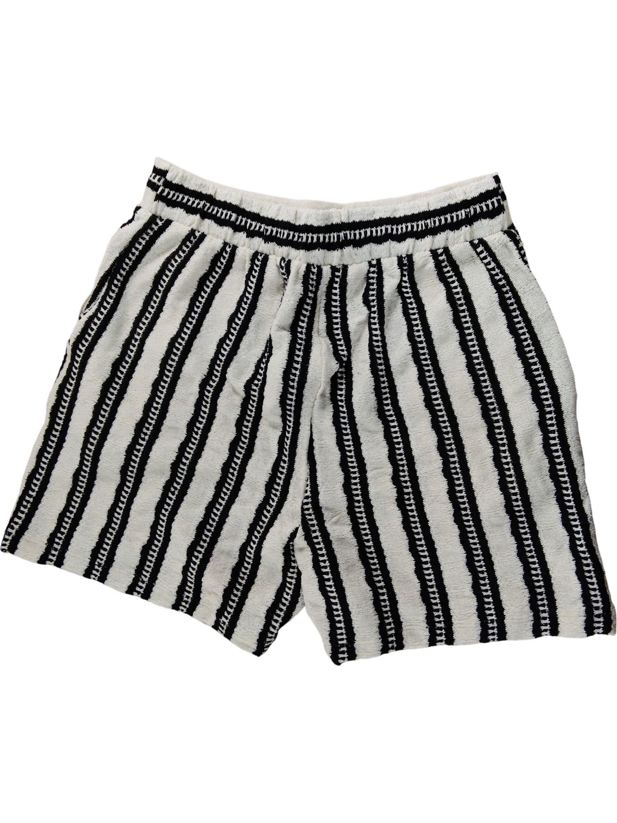 Women's Striped Shorts Casual Summer Loungewear Black White Size Small