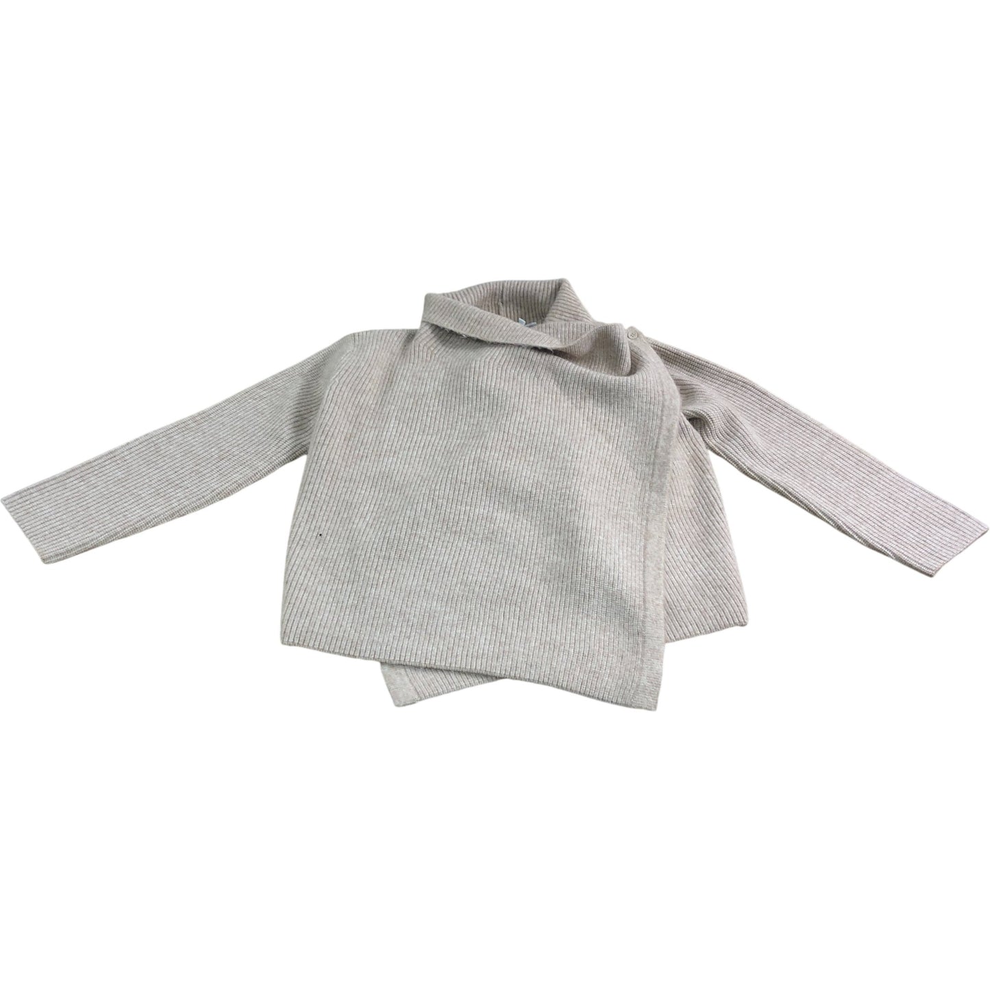 Branded Neutral Asymmetric Knitted Cardigan - Size 10