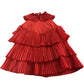 River Island Women's Red Pleated Layered Halterneck Top Size 14