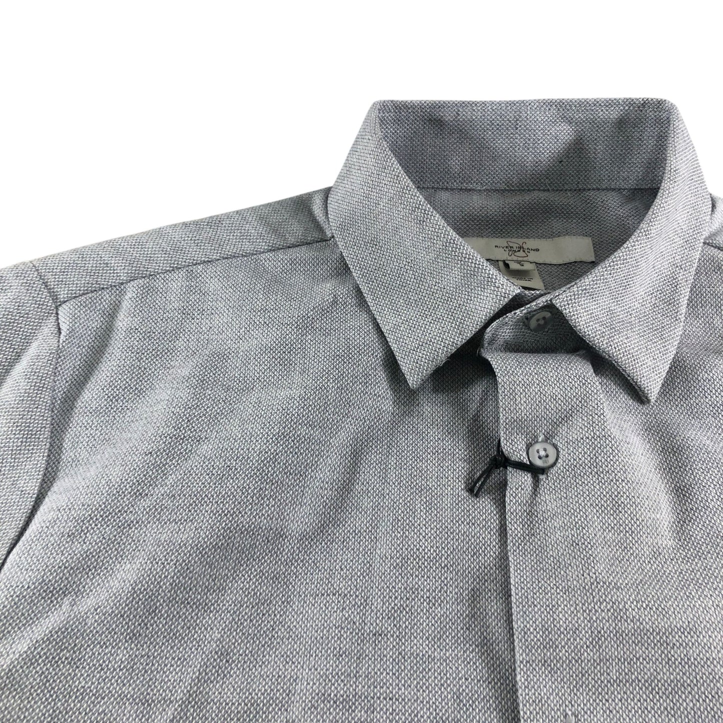 River Island Long Sleeve Formal Shirt Size S Men's Grey Textured Pattern