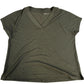 River Island V Neck T Shirt UK Size 12 Women's Olive Green Viscose Blend Top