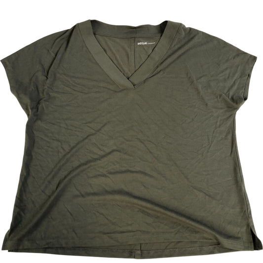 River Island V Neck T Shirt UK Size 12 Women's Olive Green Viscose Blend Top