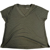 River Island V Neck T Shirt UK Size 12 Women's Olive Green Viscose Blend Top