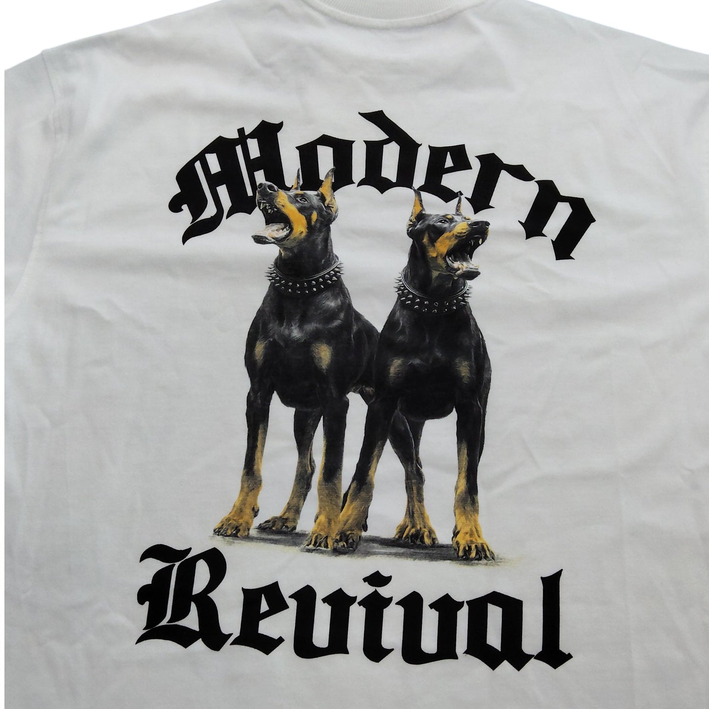 River Island Modern Revival T-Shirt UK M Men's White Cotton Graphic Tee