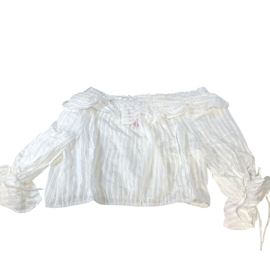 Ivory Striped Bardot Off Shoulder Women's Lightweight Cotton Blend UK18