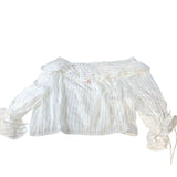Ivory Striped Bardot Off Shoulder Women's Lightweight Cotton Blend UK18