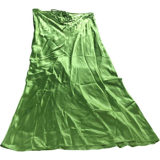 River Island Green Maxi Skirt UK14 Women's Viscose Tie Waist