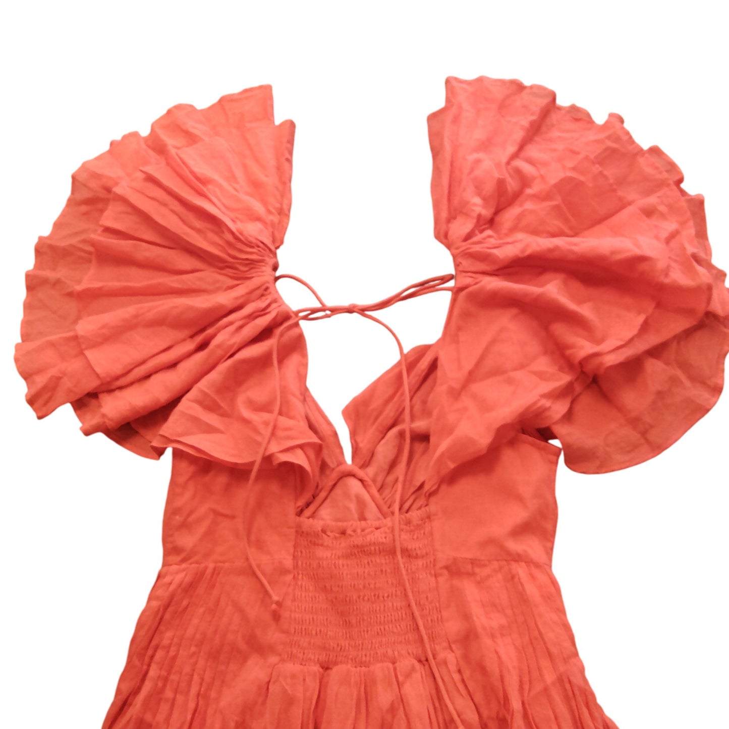 River Island UK6 Women's Orange Maxi Dress Ruffled Sleeves Summer Fashion
