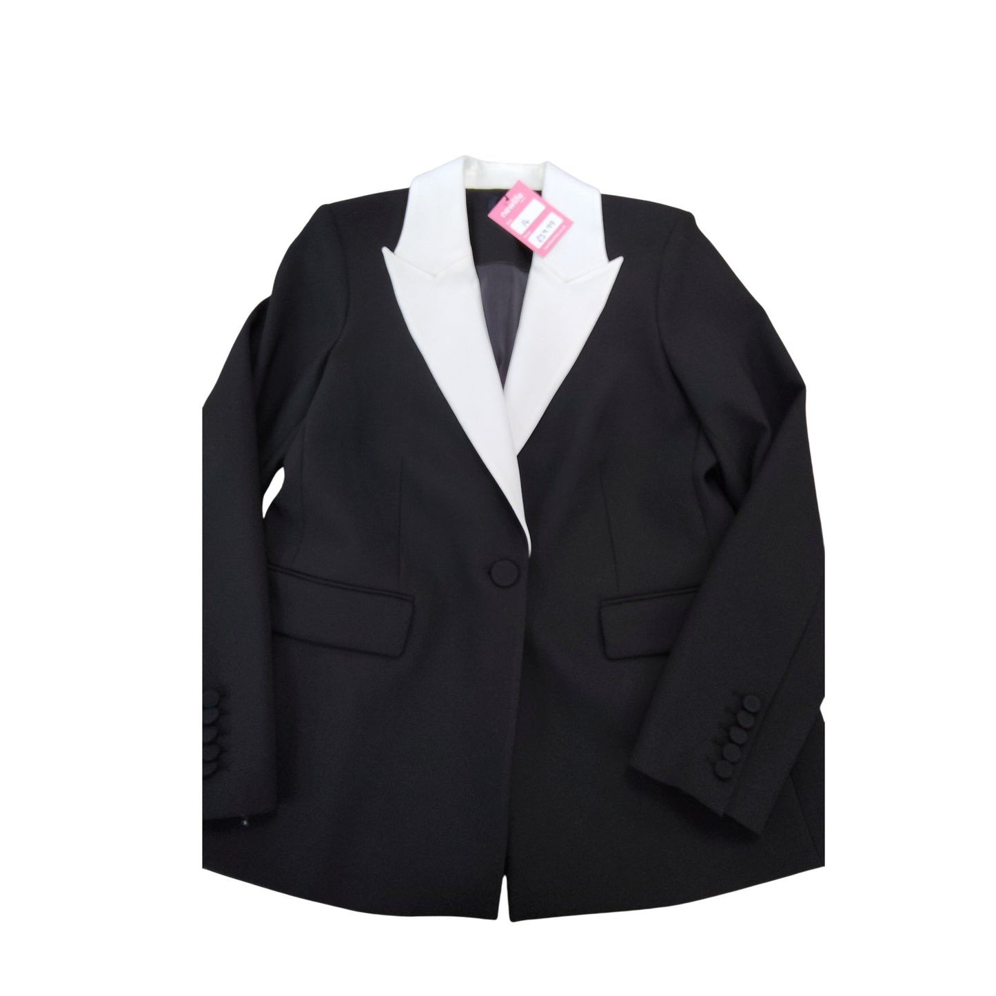 Formal Tuxedo Jacket UK14 Women's Black White Contrast Lapel Smart Fit