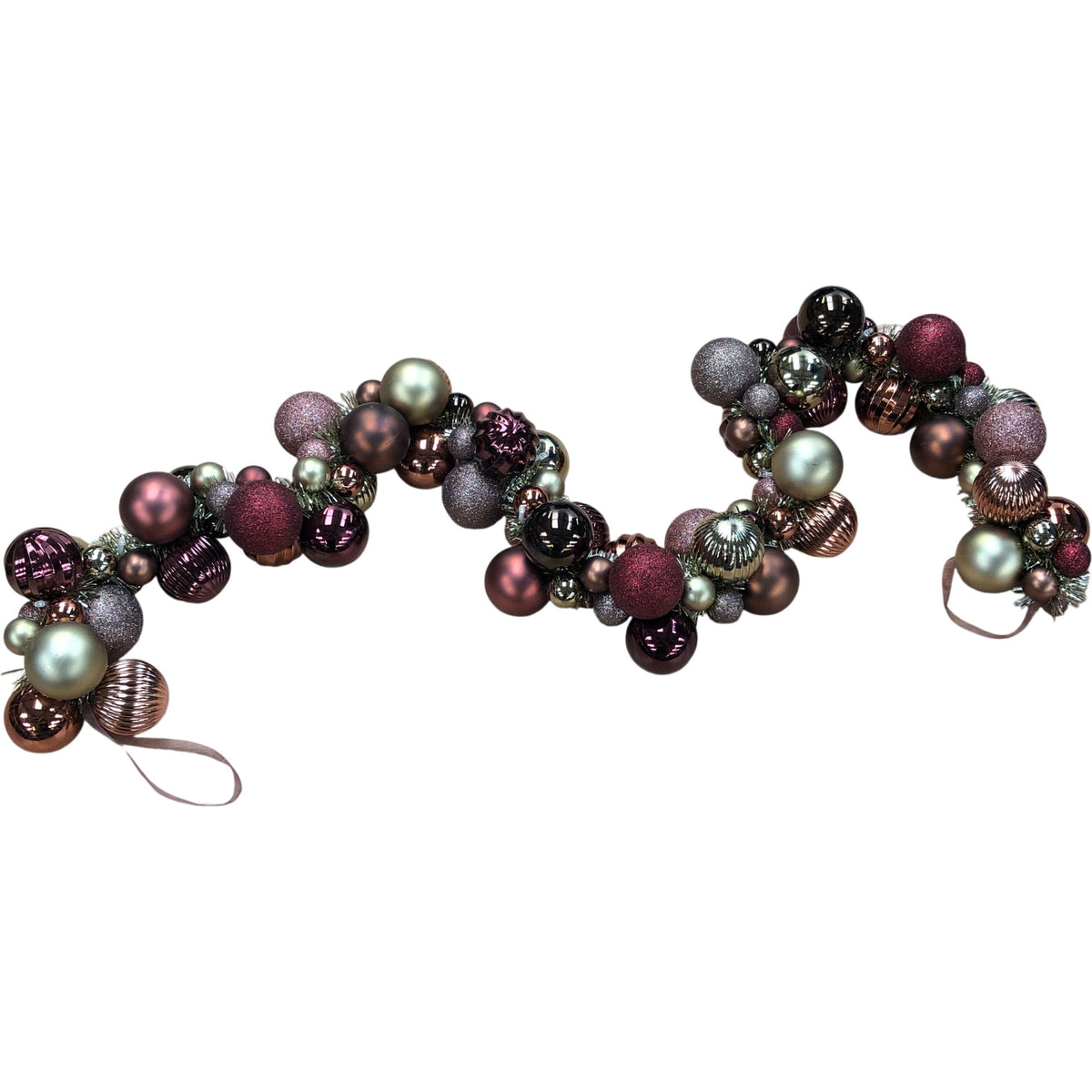 Festive Rose Gold Bauble Garland 145cm