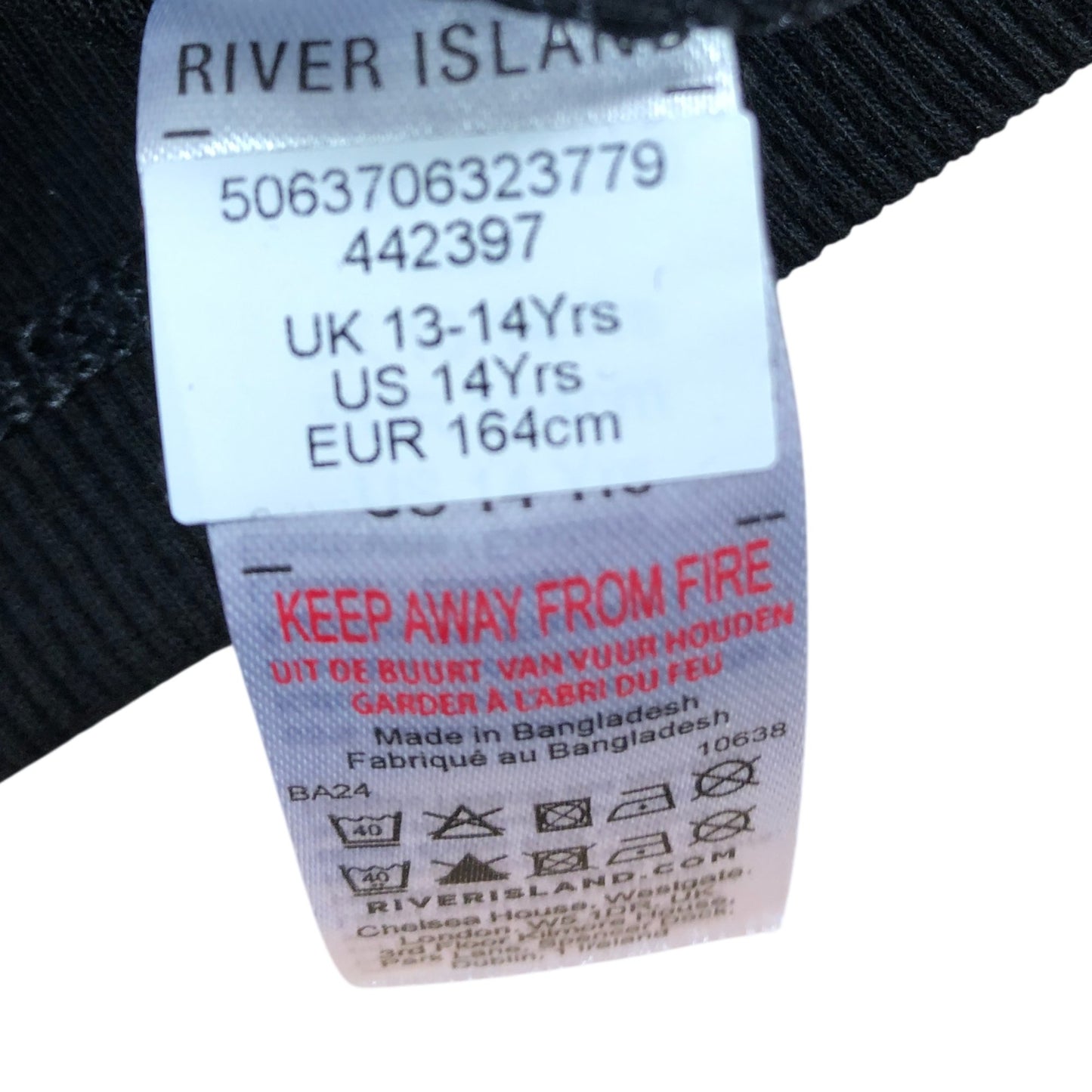 River Island Girls Black Tank Top Age 13-14 Years Leopard Print Design