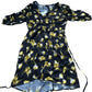Bauken Floral Print Dress UK Size 10 Women's V Neck Black Yellow Short Sleeve