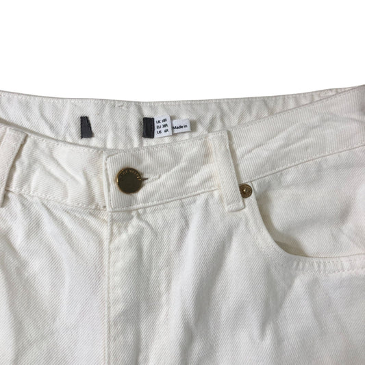 Wide Leg Trousers Women's White Cotton Casual Summer Style Size 10 Regular