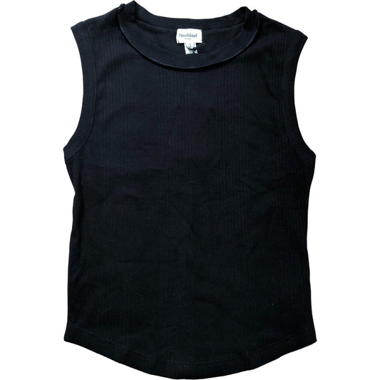 River Island Black Sleeveless Ribbed Top Size 8 Casual Stretchy Fashion