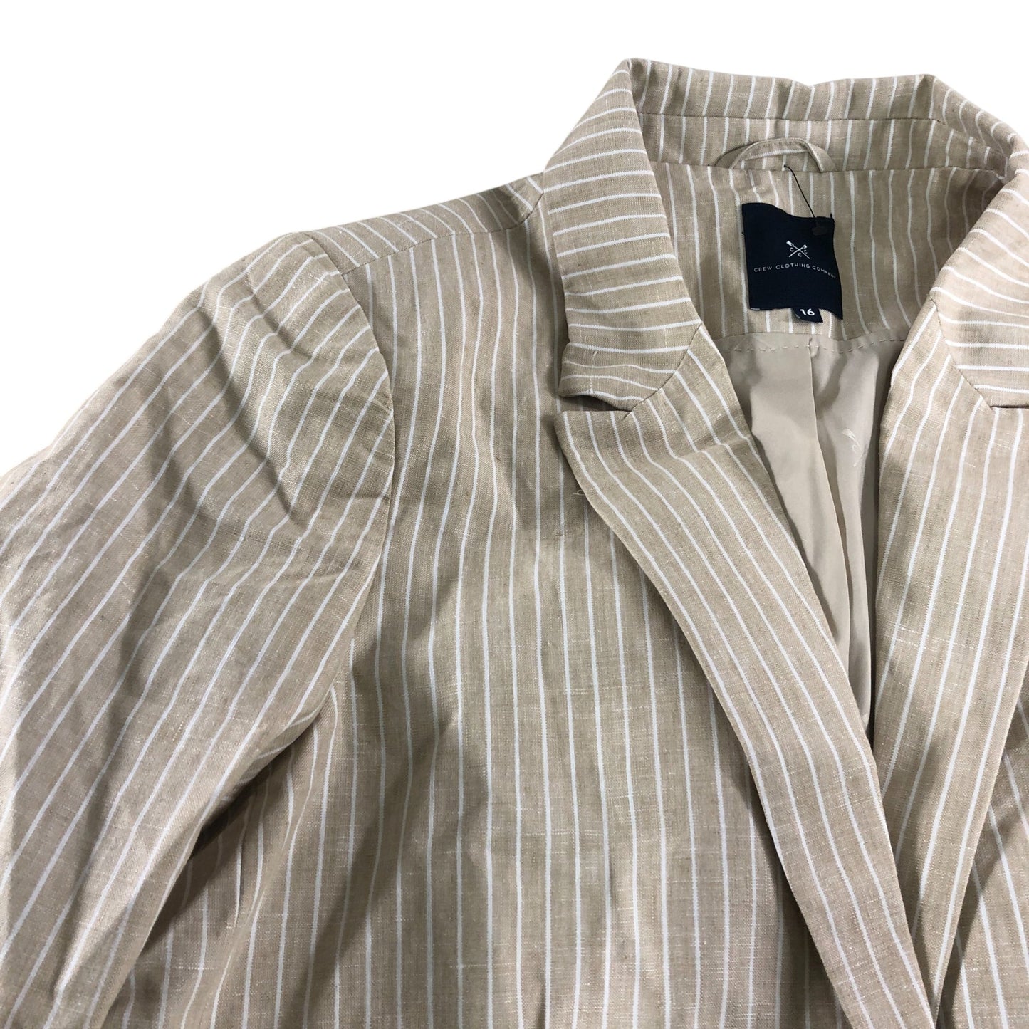 Crew Clothing Company Blazer UK16 Women's Striped Lightweight Casual Jacket